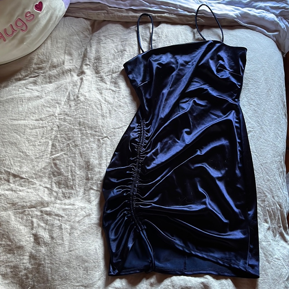 Blue satinish cocktail dress
